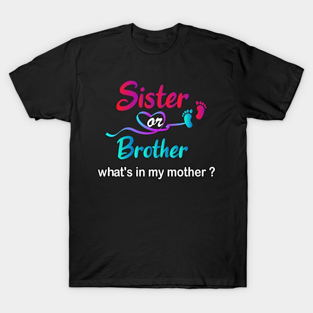 Sister Or Brother What's In My Mother T-Shirt by YOUNESS98